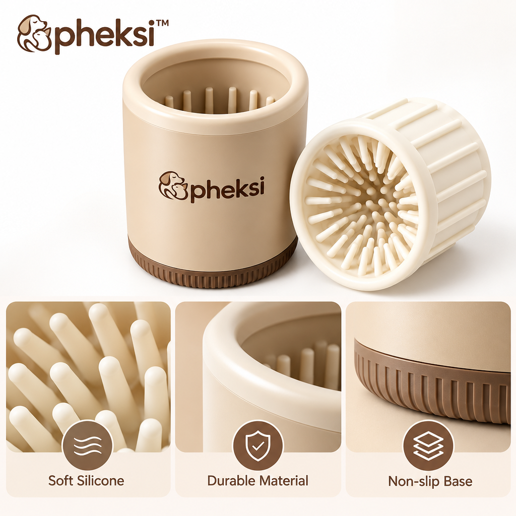 pheksi Dog Paw Cleaning Cup with Bristle Insert — Design details