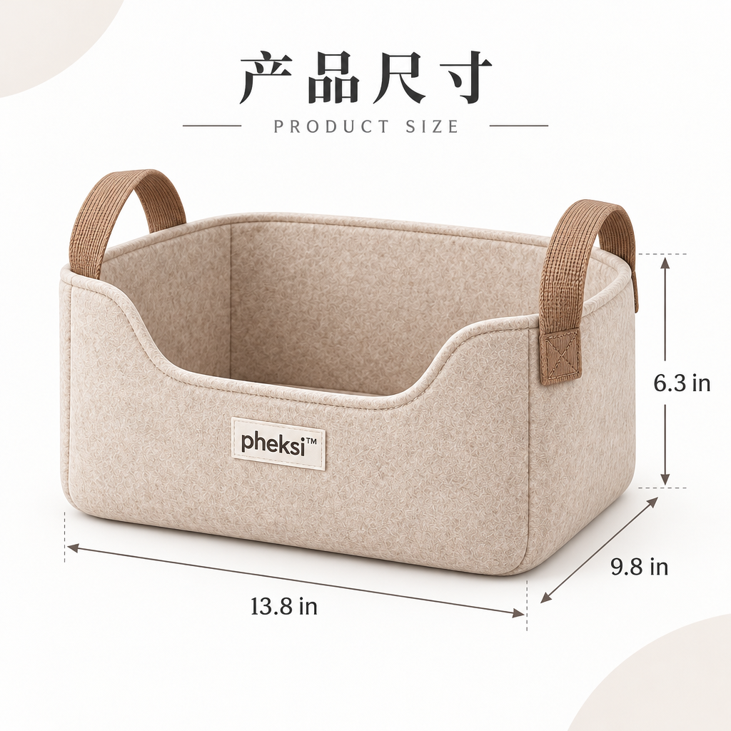 pheksi Soft Pet Toy Storage Basket with Handles — Size guide