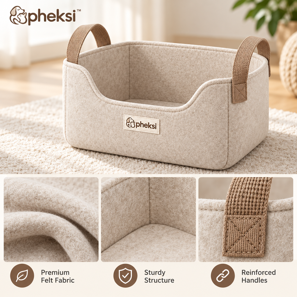 pheksi Soft Pet Toy Storage Basket with Handles — Design details