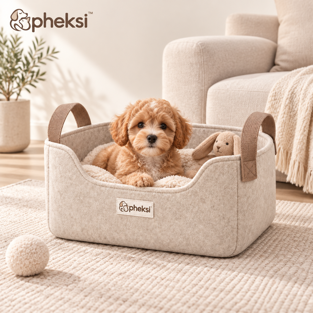 pheksi Soft Pet Toy Storage Basket with Handles — In everyday life