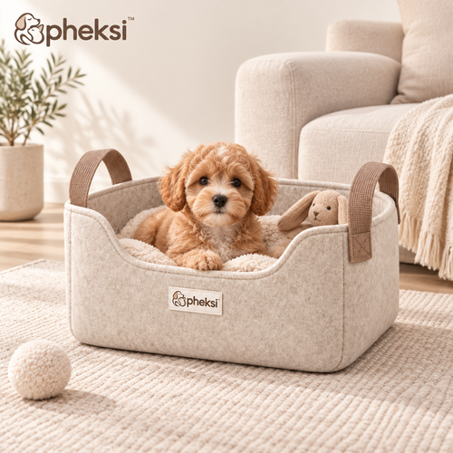 pheksi Soft Pet Toy Storage Basket with Handles — In everyday life