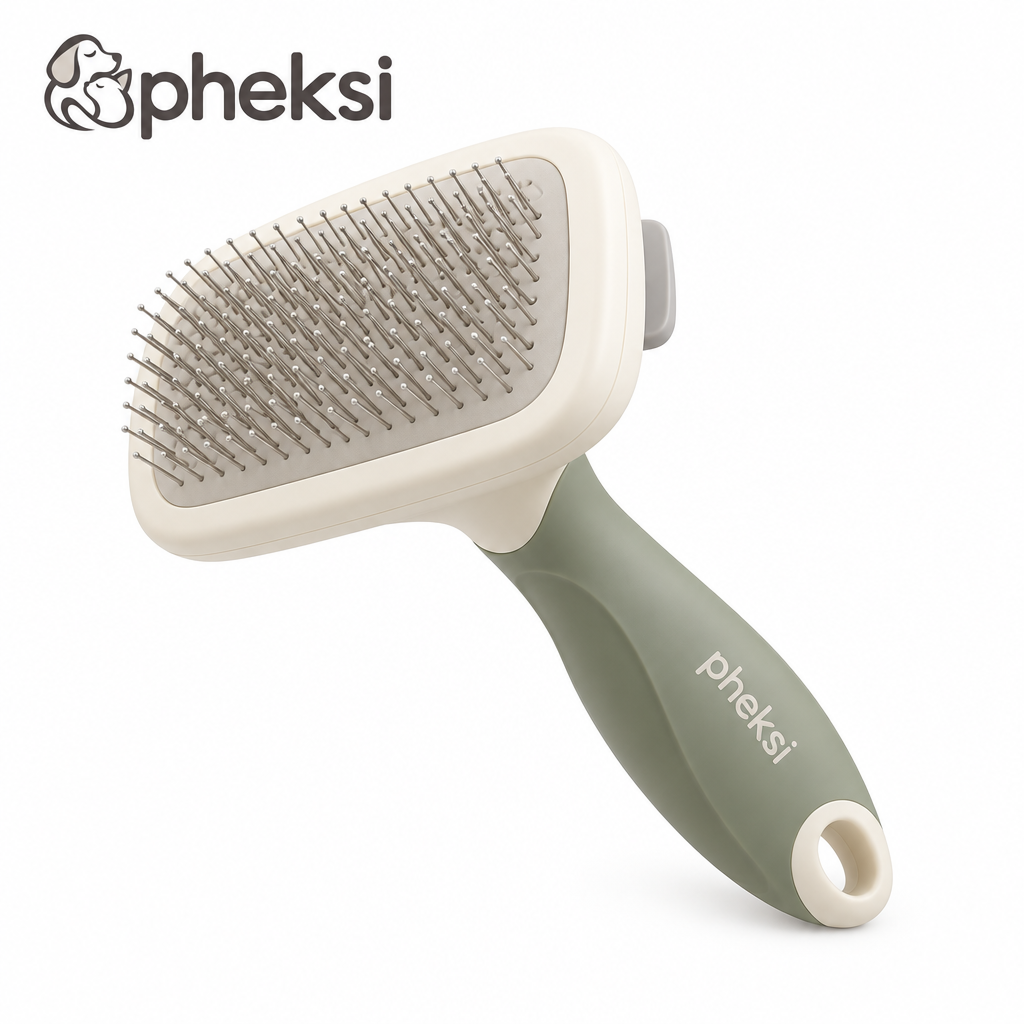 pheksi Pet Slicker Brush with Sage Green Handle — Product overview