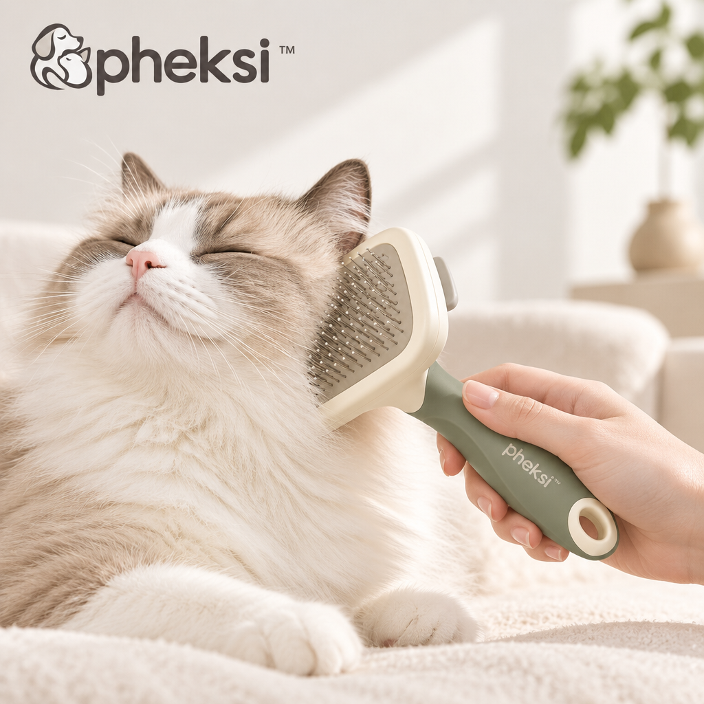 pheksi Pet Slicker Brush with Sage Green Handle — In everyday life
