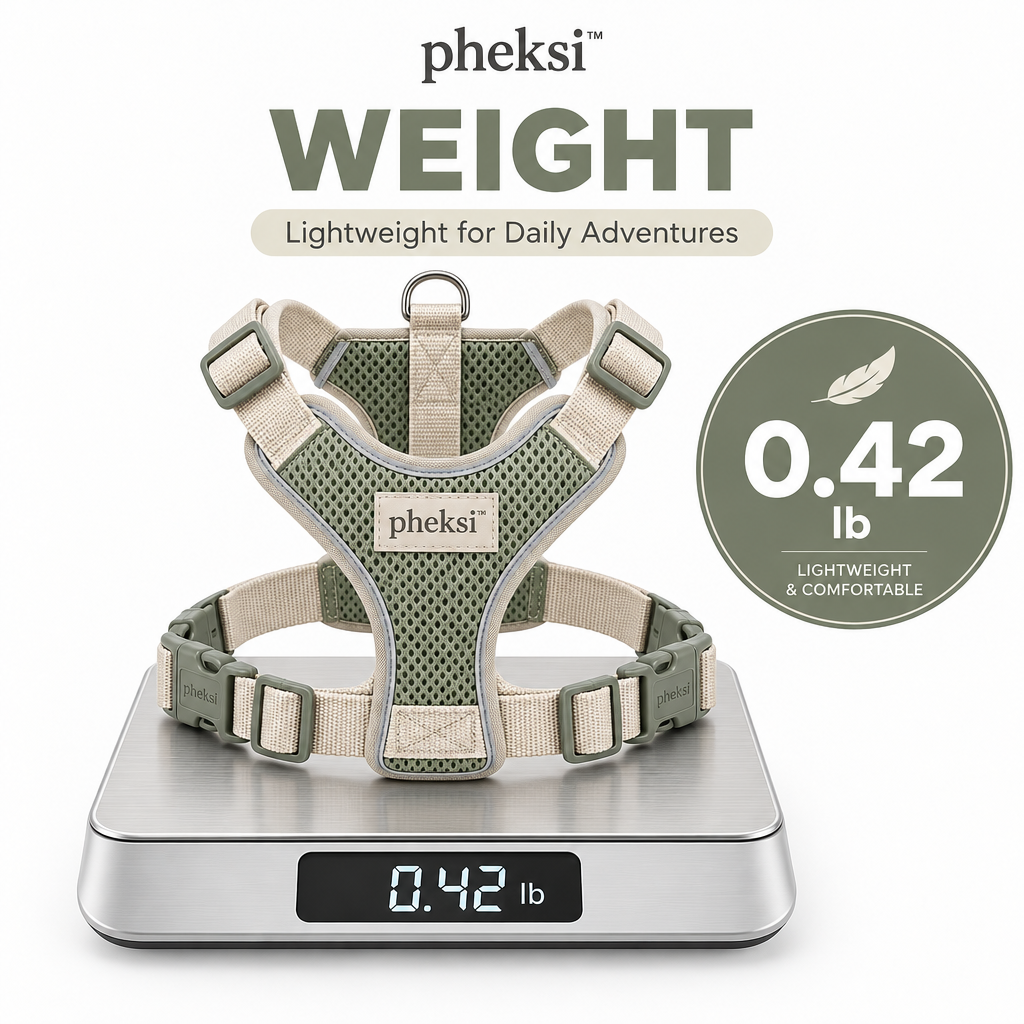 pheksi Adjustable Sage Green Mesh Dog Harness — Weight guide