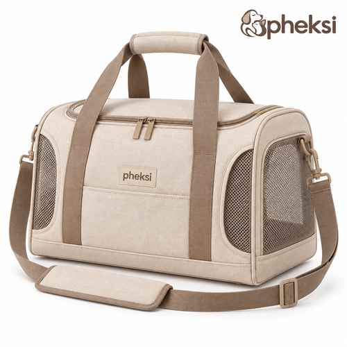 pheksi Beige Soft-Sided Pet Carrier with Mesh Panels — Product overview
