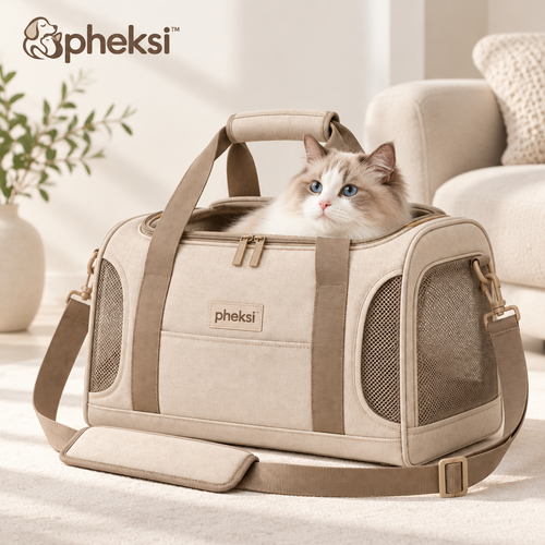 pheksi Beige Soft-Sided Pet Carrier with Mesh Panels — In everyday life