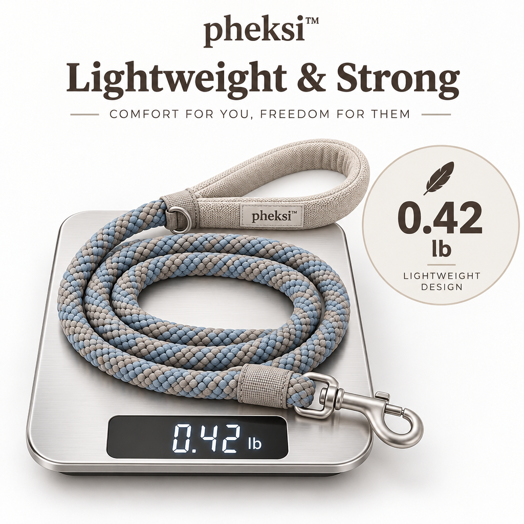 pheksi Blue & Beige Braided Rope Dog Leash — Weight guide
