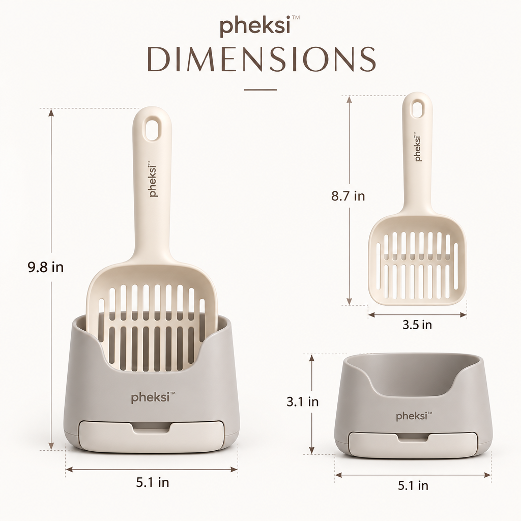 pheksi Cat Litter Scoop with Upright Holder — Size guide