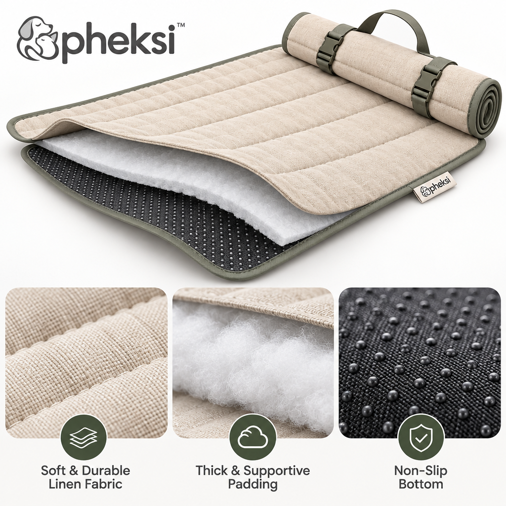 pheksi Roll-Up Quilted Pet Travel Mat — Design details