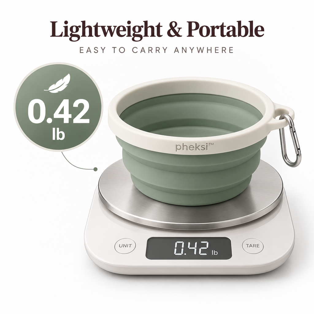pheksi Collapsible Sage Green Travel Pet Bowl — Weight guide