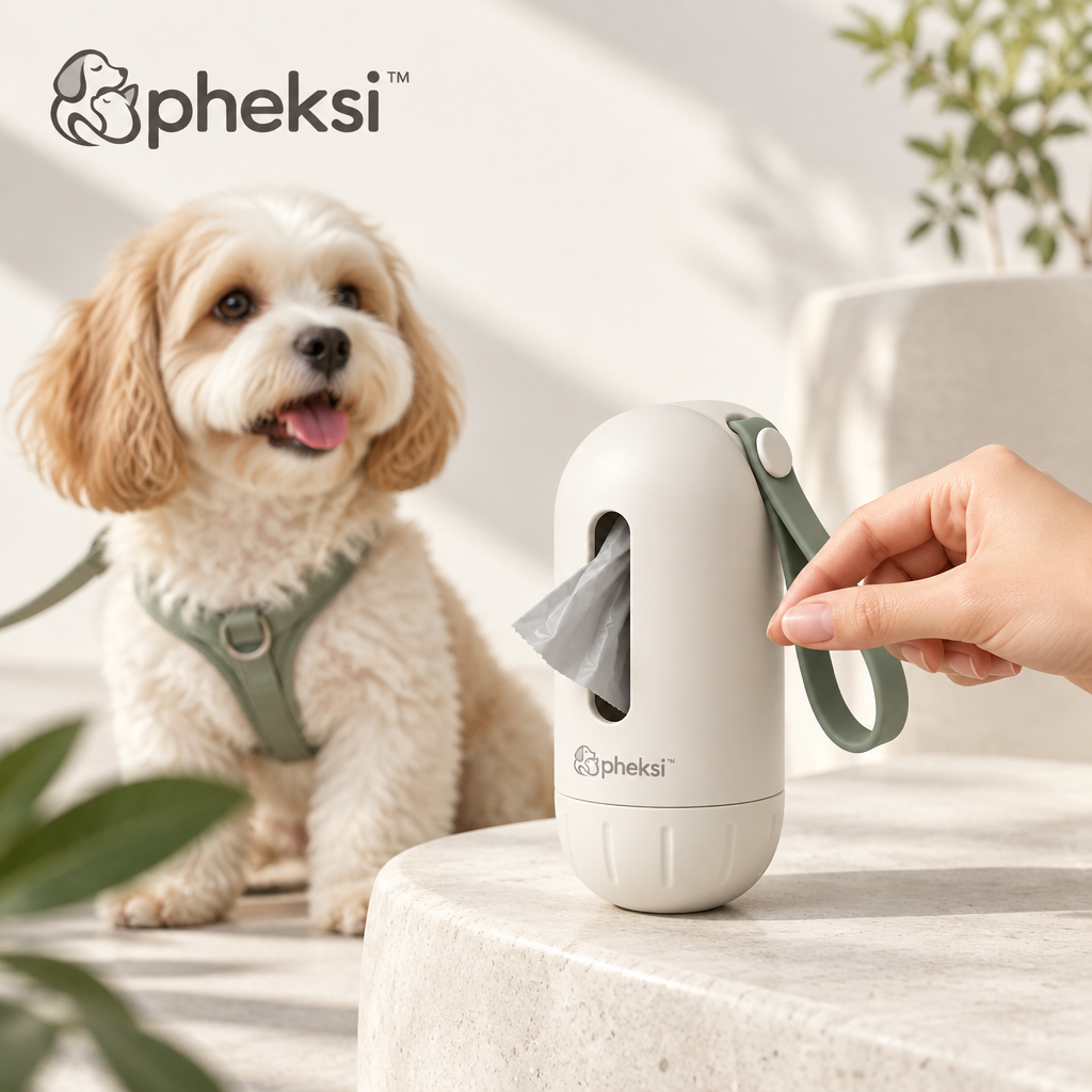 pheksi Compact Dog Waste Bag Dispenser with Strap — In everyday life