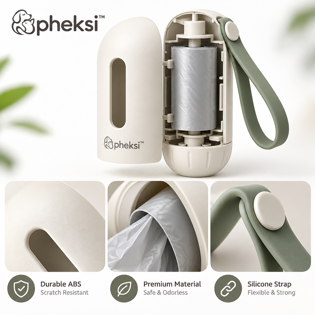 pheksi Compact Dog Waste Bag Dispenser with Strap — Design details