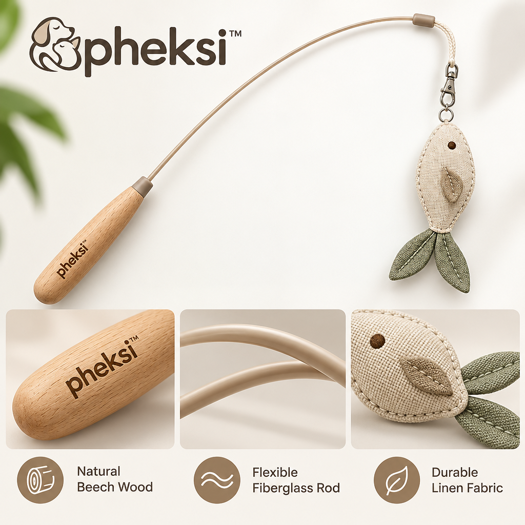 pheksi Cat Teaser Wand with Fish-Shaped Lure — Design details
