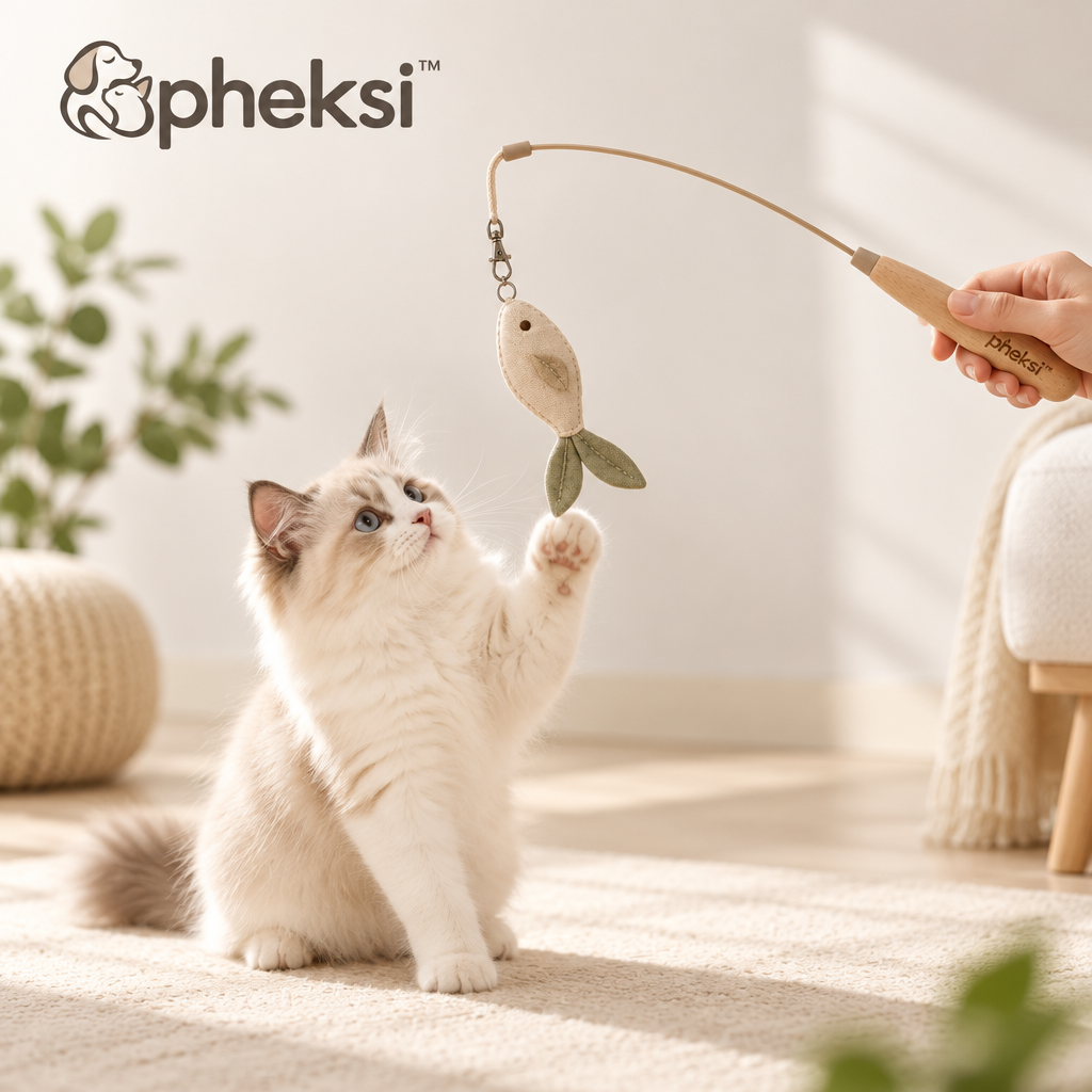 pheksi Cat Teaser Wand with Fish-Shaped Lure — In everyday life