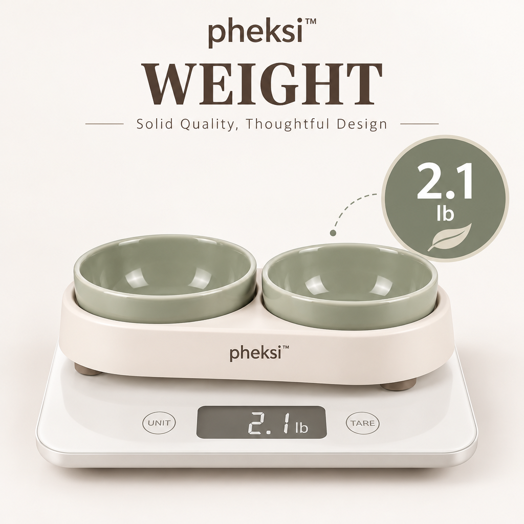 pheksi Sage Green Double Pet Bowl Set with Stand — Weight guide